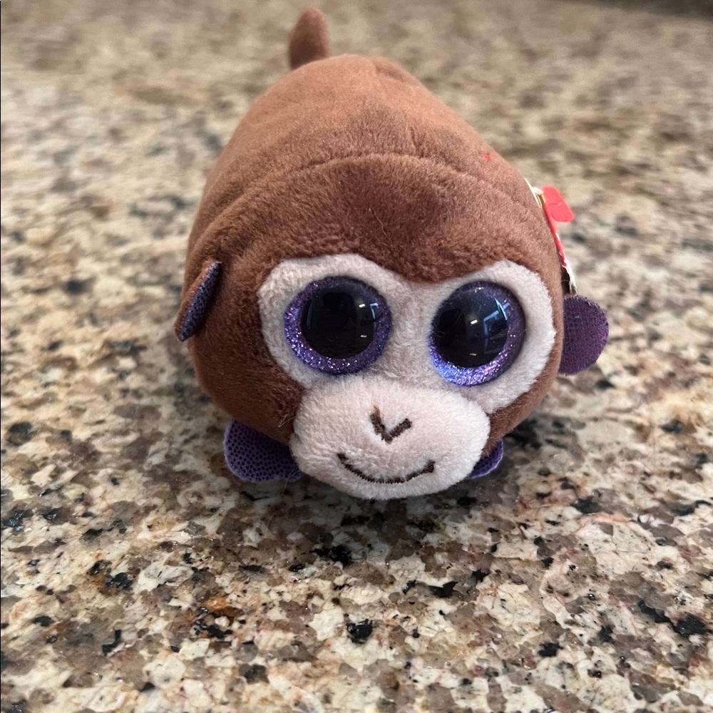 Ty Brown Plush Monkey with Red Heart Tag